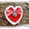 1 gehäkeltes Herz aus glänzender Baumwolle - Applikation Herz - Trachten Bild 2