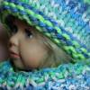Baby- Set Bommelmütze und Rollkragen Grün Türkis Weiß Farbverlauf Baby von 3 Monaten an Bild 3