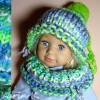 Baby- Set Bommelmütze und Rollkragen Grün Türkis Weiß Farbverlauf Baby von 3 Monaten an Bild 5