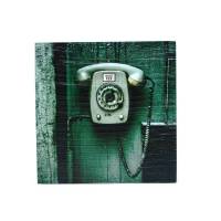 Telefon mit Wählscheibe, Fotografie, Foto auf Holz, im Quadrat, 10 x 10 cm Bild 1
