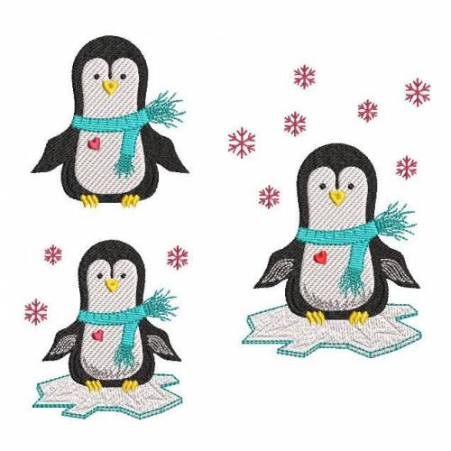 Stickdatei Pinguin Vollstick SET