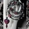 Armreif Spiralarmreif mit Herz- Anhänger Farbenspiel in Violett, Schwarz und Grau Bild 6
