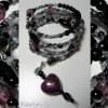 Armreif Spiralarmreif mit Herz- Anhänger Farbenspiel in Violett, Schwarz und Grau Bild 8
