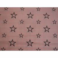 8,90 EUR/m Stoff Baumwolle - Sterne schwarz auf altrosa - weiß Karo Ökotex Bild 1