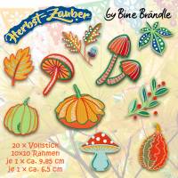 20 x Stickdatei, Stickmuster - Embroidery *Pilze, Blätter, Kürbisse* aus der Herbst-Zauber Serie by Bine Brändle Bild 1
