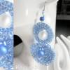 Ohrhänger in einem hellen Blau gehäkelt mit weißen und blauen Perlen Edelstahl- Ohrhaken Bild 5