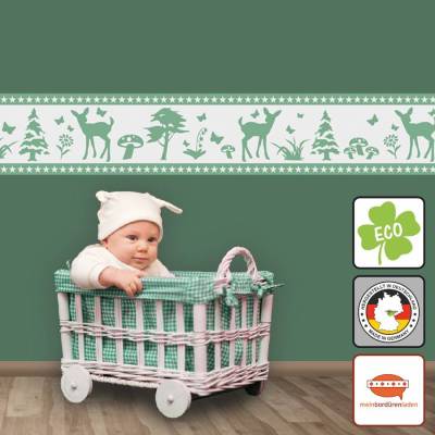 ECO Kinderbordüre: Kleines Reh im Wald - 15 cm Höhe