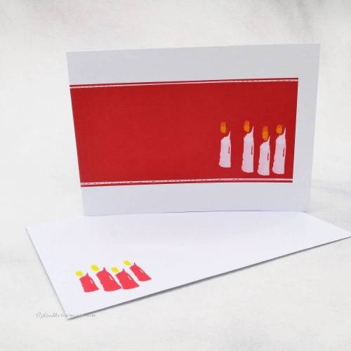 Weihnachtskarte Kerzen rot