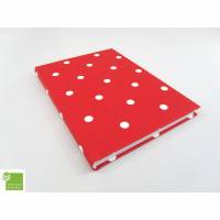Notizbuch, DIN A5, Hardcover, Kladde, rot weiße Punkte, handgefertigt Bild 1