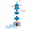 Wandtattoo: Leuchtturm mit Möwen blau - mit Name personalisierbar Bild 2