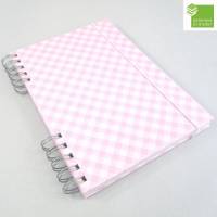 Spiralbuch, rosa weiß Karomuster, DIN A5, Recyclingpapier, Notizbuch, Skizzenbuch Bild 1