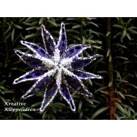 Kleiner Klöppelstern 6 Durchmesser 7 cm in den Farben lila und silber Christbaumschmuck handgeklöppelter Stern Faltstern Bild 1