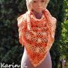 Triangular scarf shawl Dreieckstuch Schulterschmeichler Dreiecktuch gehäkelt Baumwolle  Lana Grossa sanftes Apricot Hellorange Orangetöne Bild 1