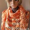 Triangular scarf shawl Dreieckstuch Schulterschmeichler Dreiecktuch gehäkelt Baumwolle  Lana Grossa sanftes Apricot Hellorange Orangetöne Bild 5