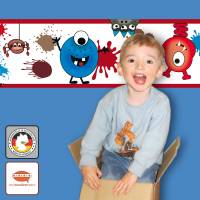 Kinderbordüre: Farbklecks Monster - optional selbstklebend - 15 cm Höhe Bild 1