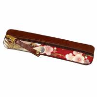 Kleines Federmäppchen Leder & japanisches Design „Kirschblüte”