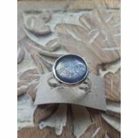 Cabochon Ring 12mm Stein in blau glitter silber Bild 1