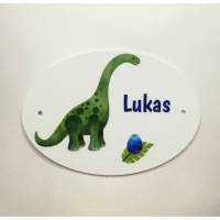 Türschild Kind personalisiert "Dinosaurier" mit Namen/ Kinderzimmer/ Spielzimmer/ Bild 1