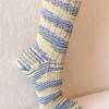 handgestrickte Socken, Strümpfe Gr. 38/39, Damensocken in gelb, blau und grau, Einzelpaar Bild 5