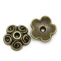 10 oder 100 Perlkappen, bronze, Blume, 10mm, Perlen, Schmuckperlen, Glasperlen, Vintage-Stil, 02136 Bild 1