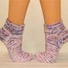 handgestrickte Socken, Kurzsocken, Sneakers in Gr. 40/41, Damensocken in flieder, rosa und natur, Einzelpaar Bild 2