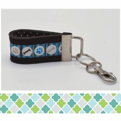 Schlüsselanhänger mit Webband Pfote/Knochen