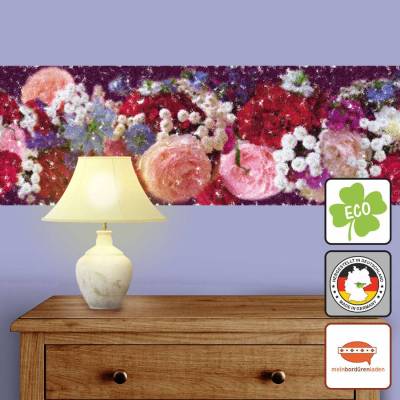 ECO Wandbordüre XXL: Sommerblumen  - 24 cm Höhe