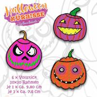 6 x Stickdatei, Stickmuster - Embroidery *Kürbisse* aus der Halloween Serie by Bine Brändle Bild 1