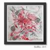Acrylbild mit schwungvollen Linien auf Künstlerpapier. Ungerahmt in tollen Rot und Rosa, Kleine romantische Wandkunst Bild 3