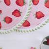 Topflappen rosa rot weiß mit Erdbeeren, antikes Leinen Bauernleinen, gepunktet, Upcycling Unikat Bild 2