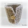 Tassenwärmer - Tassenpulli - Gehäkelter Glaswärmer für verschiedene  Tassen/Gläser in braun - Becherwärmer Bild 3