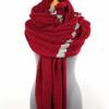 Langer Schal aus feiner Merino-Bouclé in Rot mit Seiden-Streifen, gestrickte Stola Wolle, kuschelweiches Tuch Bild 7