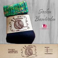 6 Sockenbanderolen: Handmade - braun - personalisierbar | mit transparente Klebepunkte Bild 1
