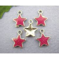 5 Sterne, Stern, Sternanhänger, Anhänger,emailliert, pink, Charm,charms ,  00804 Bild 1