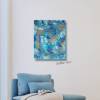 Abstraktes Strukturbild auf MDF Platte, harmonische Farbgebung in Blautönen und Gold, Wandkunst, moderne Acrylmalerei, Kunst Bild 4
