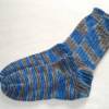 handgestrickte Socken, Strümpfe Gr. 41/42, Damensocken oder Herrensocken in blau mit braun, Einzelpaar Bild 2