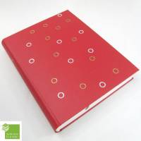 Notizbuch, groß 27 x 21 cm, hell-rot, silber gold Kreise geprägt, 333 Blatt Recyclingpapier blanko, Hardcover Bild 1