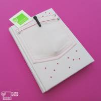 Notizbuch, rosa pink, DIN A5, 300 Seiten, Jeans Upcycling Bild 1