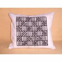 Kissenbezug aus afrikanisch-handgewebtem Baumwolltuch, schwarz-weiss, 50x60 cm Bild 1