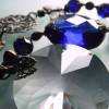 Sonnenfänger tief Blau mit Regenbogen Kristall und bronze Schmetterling Bild 6