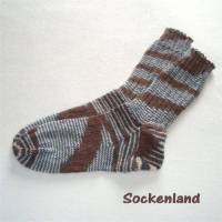 handgestrickte Socken, Strümpfe Gr. 42/43, Herrensocken oder auch Damensocken in braun, grau und natur, Einzelpaar Bild 1