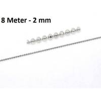Kugelkette, Halskette, Kette, versilbert, 2mm, 8 Meter, 07527 Bild 1