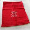kuschelweiches Handtuch bestickt mit kleinen Tieren, Blickfang für jedes Bad, Baumwolle,rot mit einer kleiner Maus Bild 2