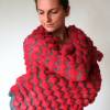 Winter-Schal aus Mohair rot grau, gestrickter Damenschal mit 3D Muster, Weihnachtsgeschenk Frauen Bild 4