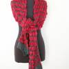 Winter-Schal aus Mohair rot grau, gestrickter Damenschal mit 3D Muster, Weihnachtsgeschenk Frauen Bild 5
