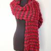 Winter-Schal aus Mohair rot grau, gestrickter Damenschal mit 3D Muster, Weihnachtsgeschenk Frauen Bild 7