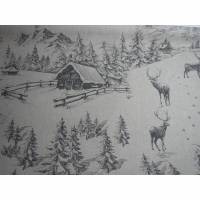 13,10 EUR/m Dekostoff Canvas Winterlandschaft auf hellbeige Landhausstil Bild 1