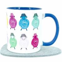 Tasse Schaf-Herde Tier-Motiv Kaffeebecher hellblau Bild 1