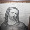 massiver Vintage Holzrahmen mit Glas religiöser Druck Bild 4