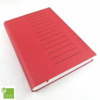 Hardcover Notizbuch, DIN A 4, 333 Blatt Recyclingpapier blanko, hell-rot, schwarz Linien geprägt, handmade, UNIKAT Bild 1
